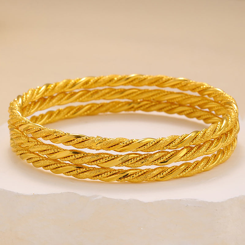 24K Gold Plated Twisted Rope Bangles Set Of 4