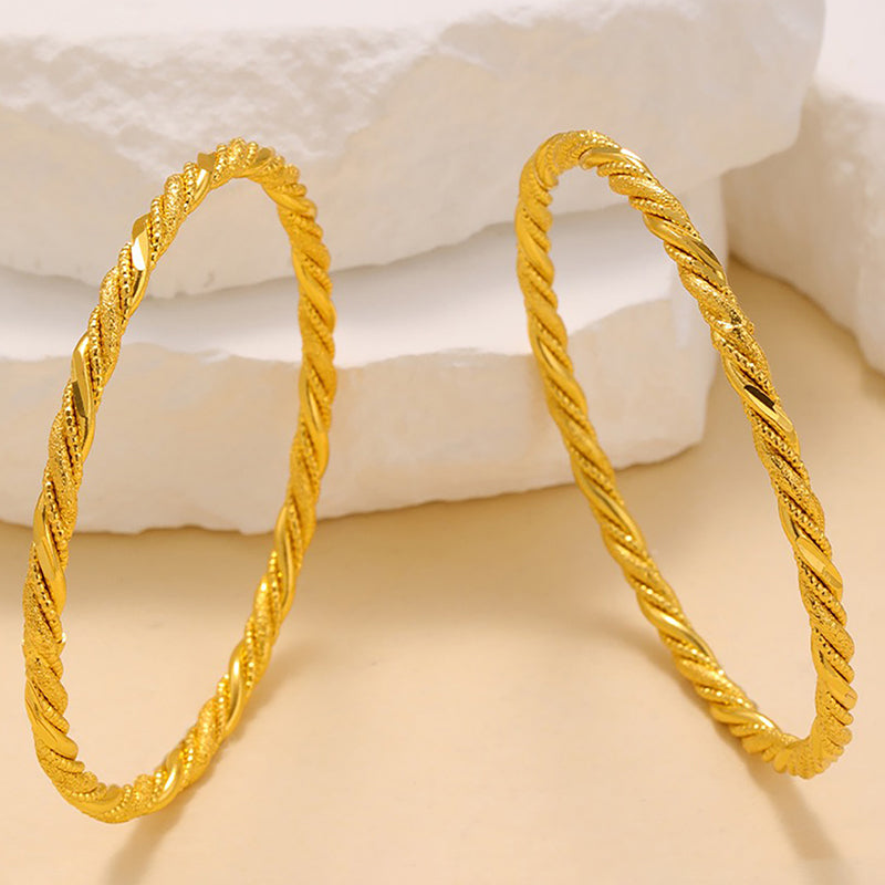 24K Gold Plated Twisted Rope Bangles Set Of 4