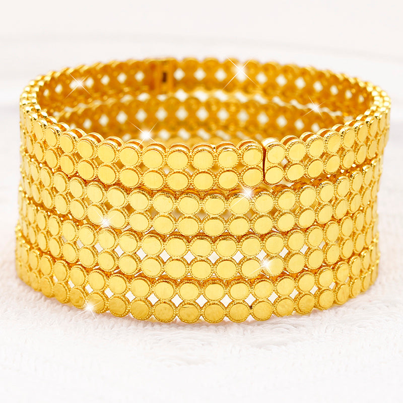 24K Gold Plated Copper Fine Charm Bracelets with Geometric Pattern.