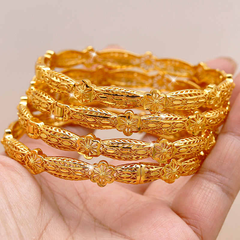 Gold Plated Floral Filigree Bangles