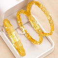 Textured Bamboo Joint Gold Plated Bangle Set – Deluxe Statement Bracelets.