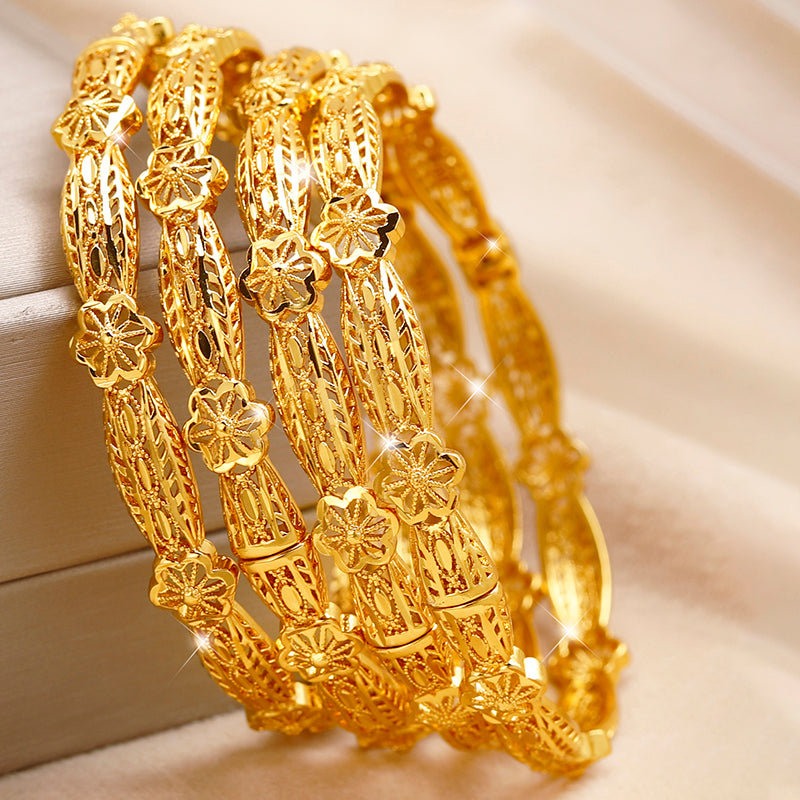 Gold Plated Floral Filigree Bangles