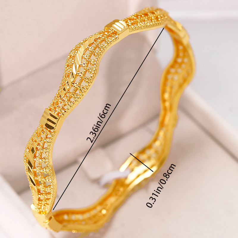 Gold Plated Wavy Textured Bangles