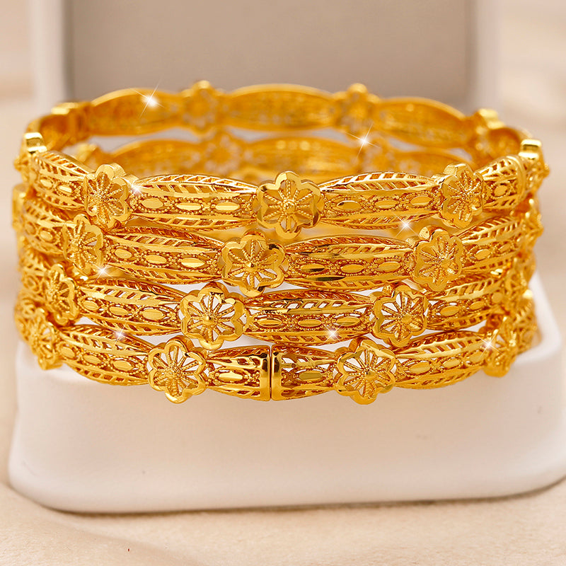 Gold Plated Floral Filigree Bangles